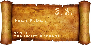 Benda Mátyás névjegykártya